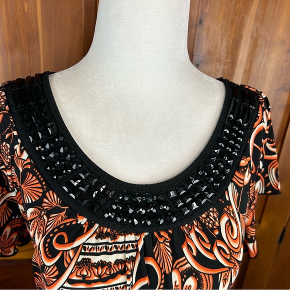 Susan Lawrence Flutter Sleeve Jewel Embellished Top - Picture 8 of 11